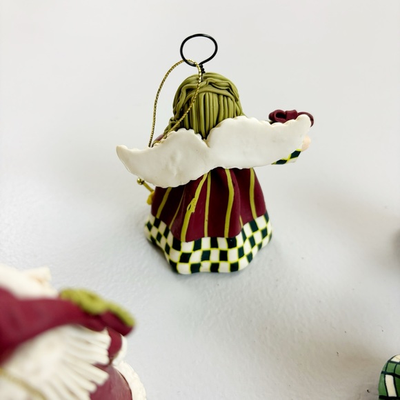 HANDCRAFTED Polymer Clay Christmas Ornament Set Of 5 NIB Santa Angel Snowman